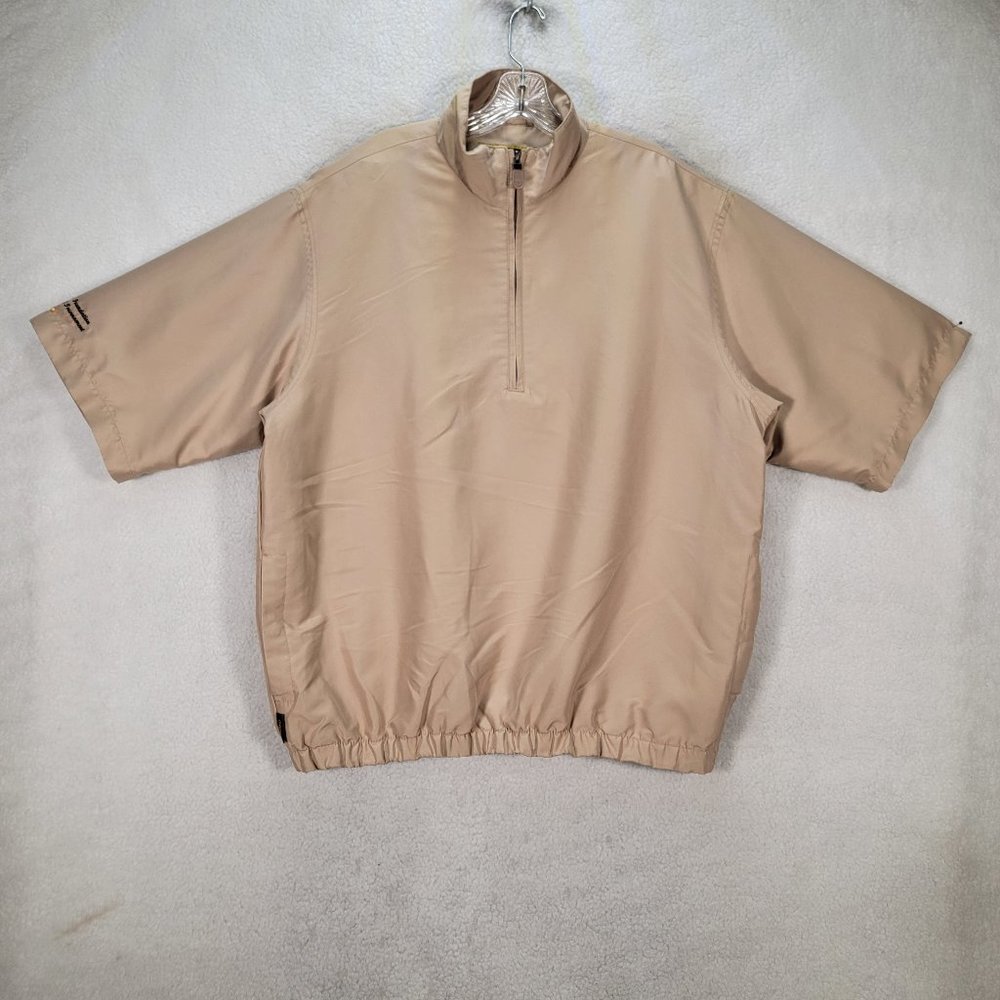 Vintage Baru Beige Lightweight Golf High Neck Lined Classic Windbreaker Shirt